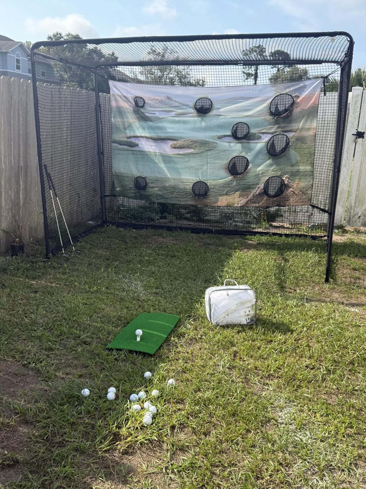 2 in 1 Golf Simulator Net System, 10 x 8ft Golf Practice Net Hitting Net with 4K-Ready Impact Screen, Target Cloth, Foam-Padded Steel Frame Cage, Hitting Mat and Balls for Indoor and Outdoor Practice customer photo 2