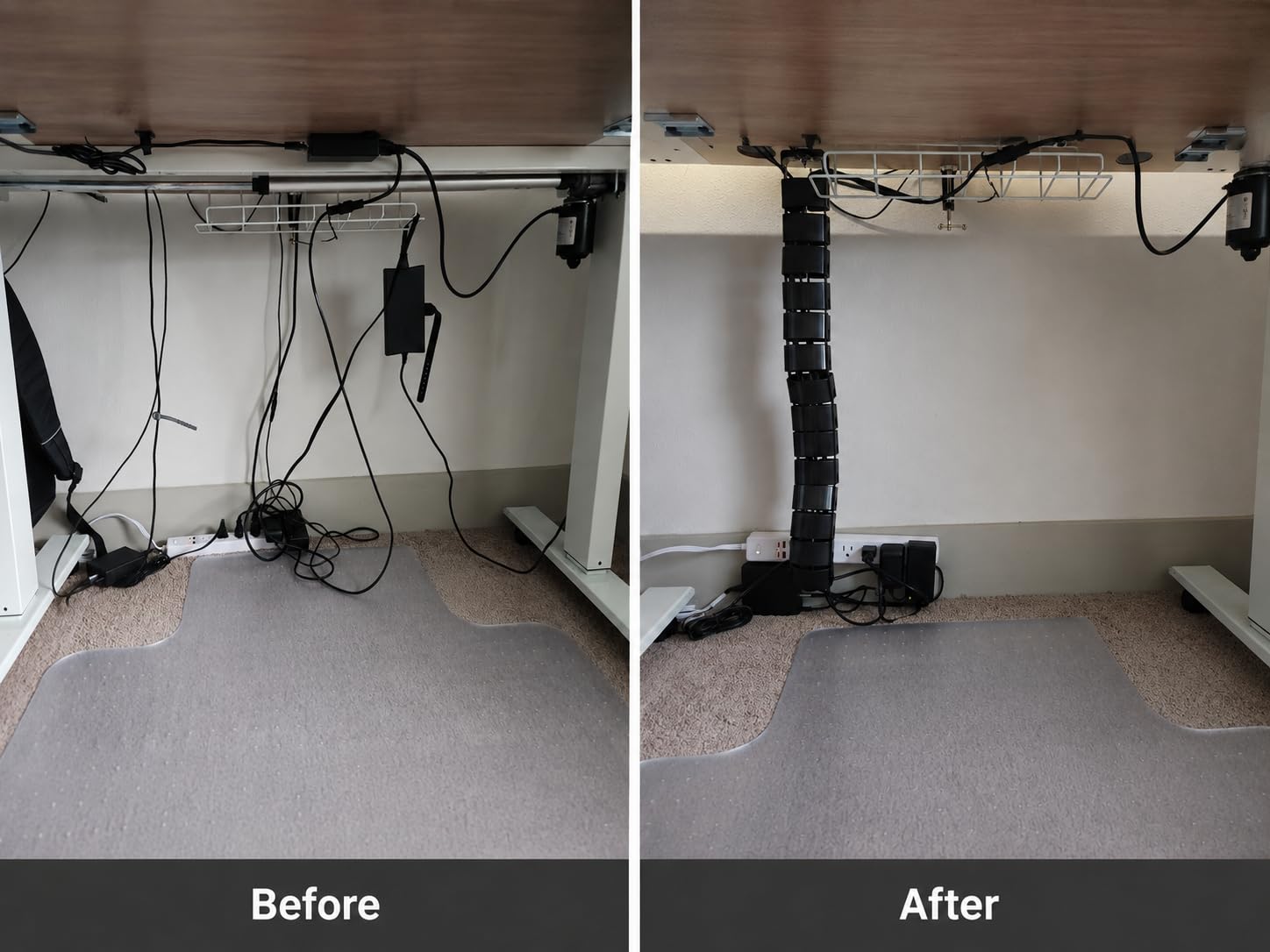 Desk Cable Management Spine, Standing Desk Wire & Cord Organizer, Adjustable 53 Inch Cable Spine, Magnetic & Screw-in Mount, Black Vertebrae customer photo 1