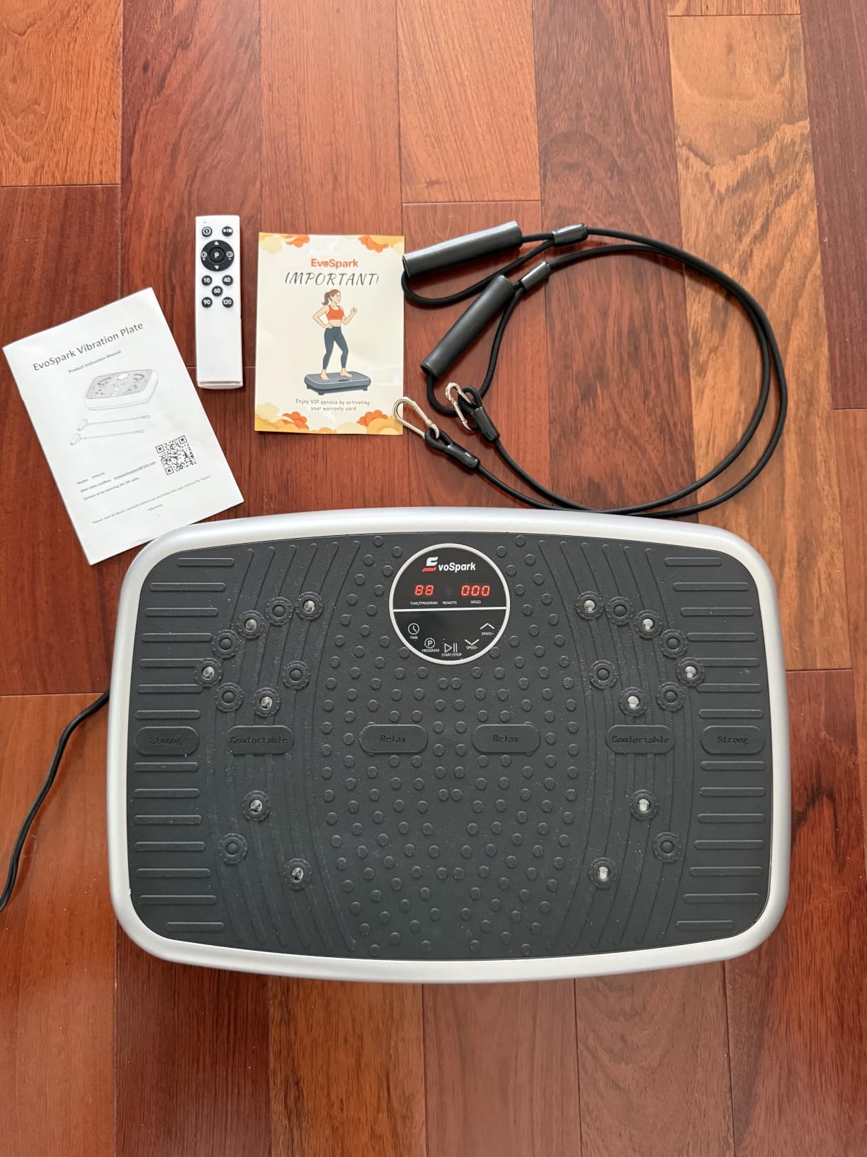 Vibration Plate Exercise Machine, Powerful Dual Motor Vibration Plate for Lymphatic Drainage & Speaker with Music, Magnetic Massage, Weight Loss & Full Body Workout, Resistance Bands, 450 Lbs Capacity customer photo 1
