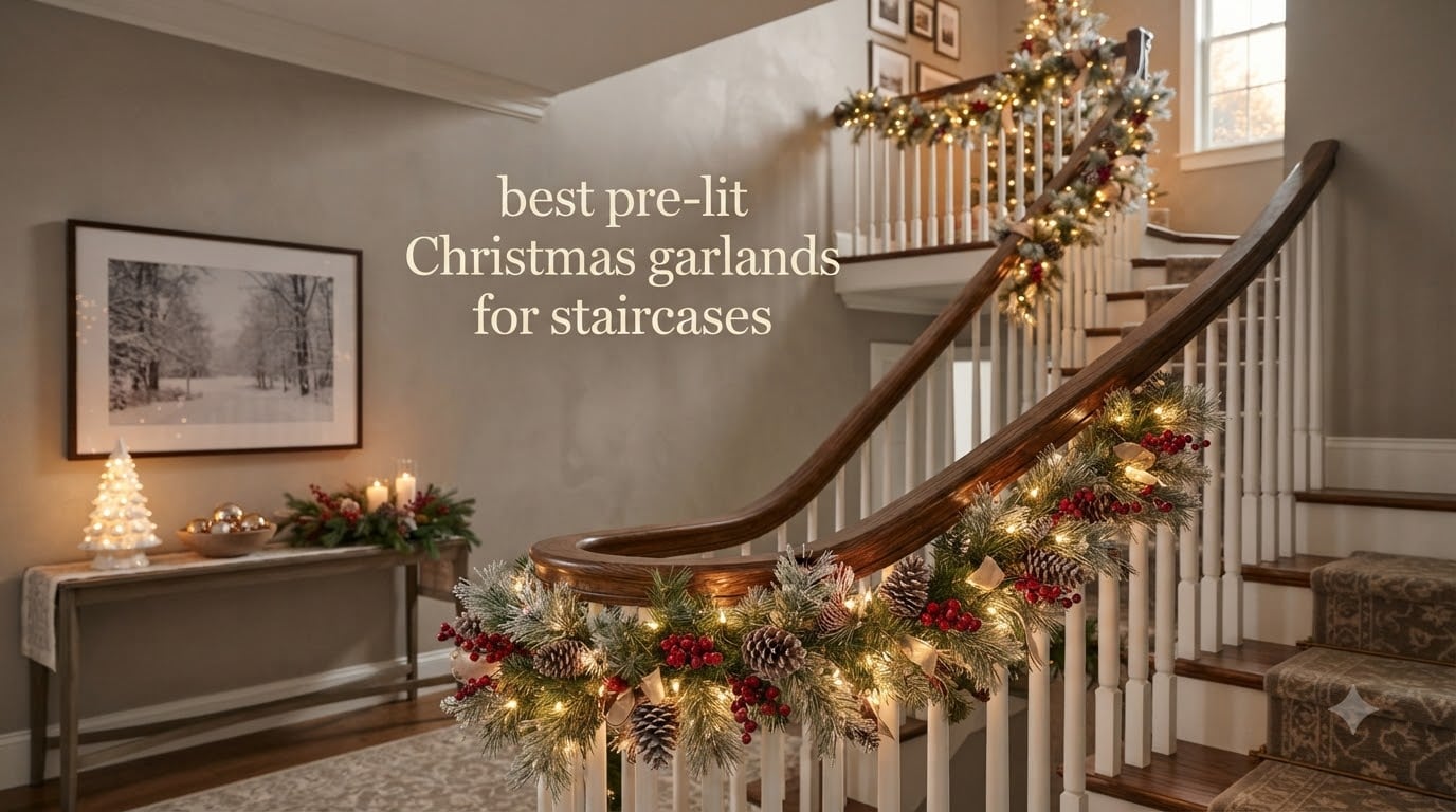 best pre-lit Christmas garlands for staircases