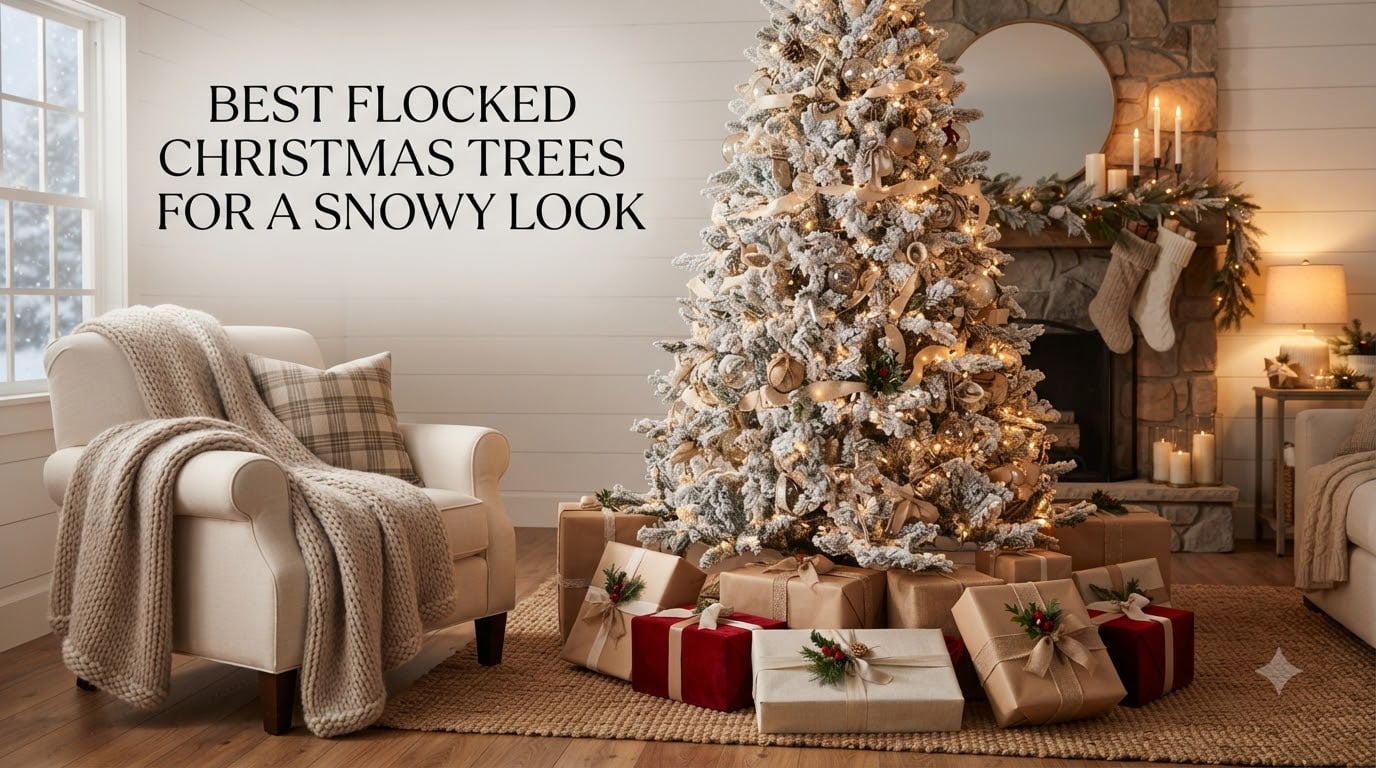 best flocked Christmas trees for a snowy look