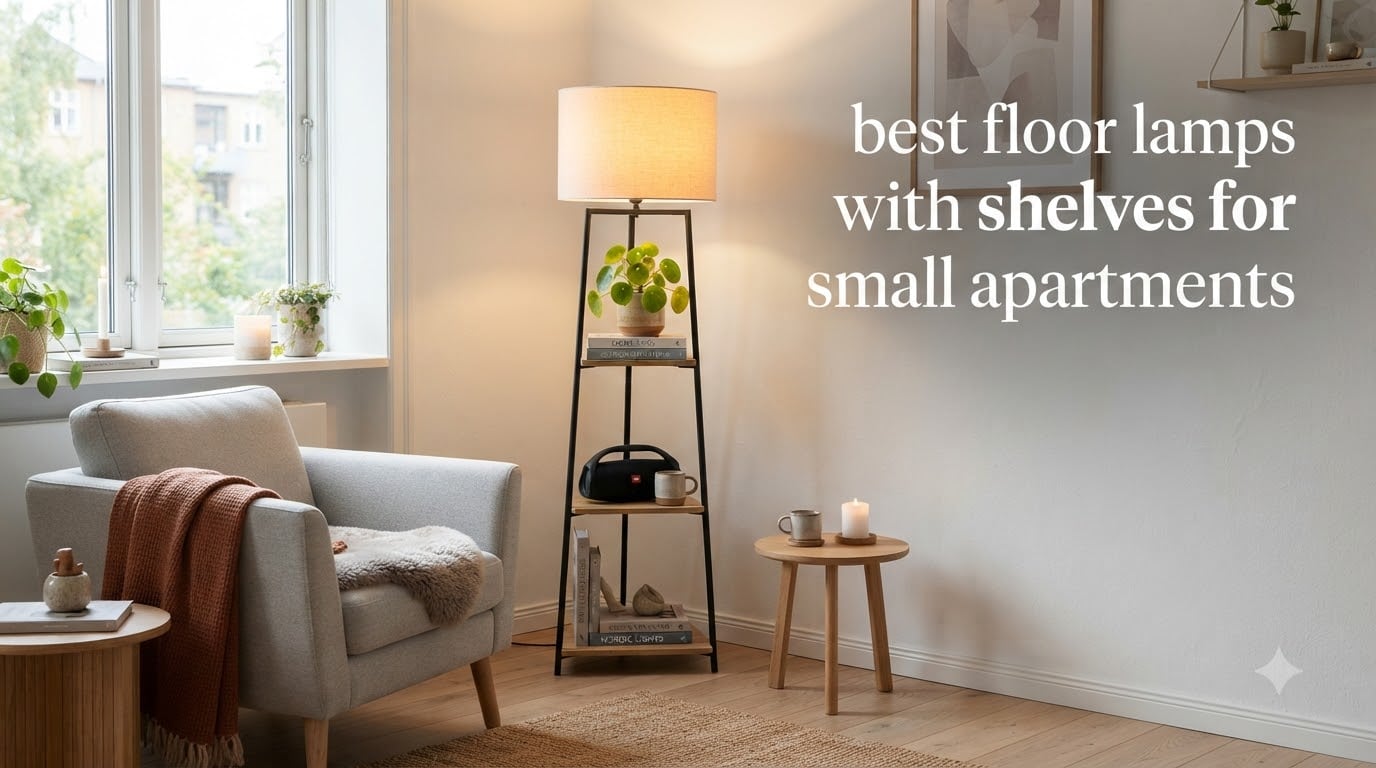 best floor lamps with shelves for small apartments