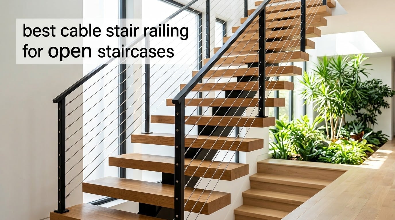 best cable stair railing for open staircases