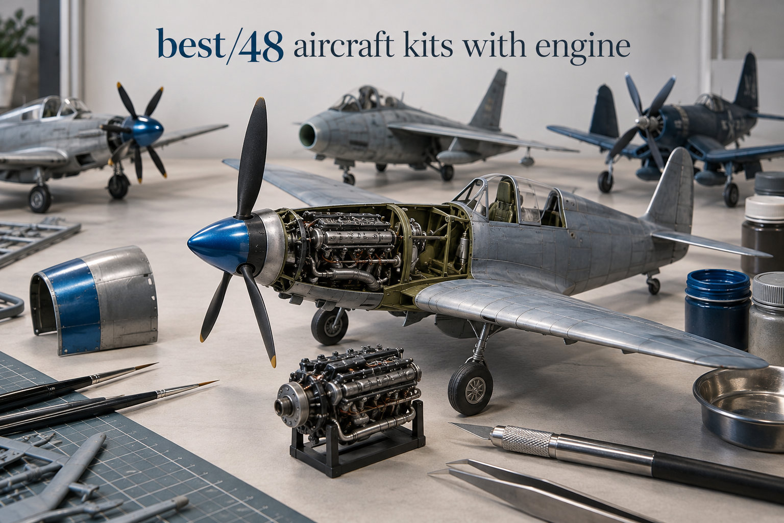 best 1/48 aircraft kits with engine