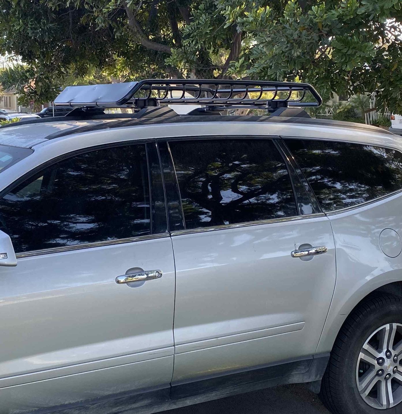 Auto Dynasty Roof Rack Cargo Carrier Basket Fits Vehicles with Crossbars, Universal Mild Steel Car Top Luggage Holder for Cars Trucks SUVs, 53.5
