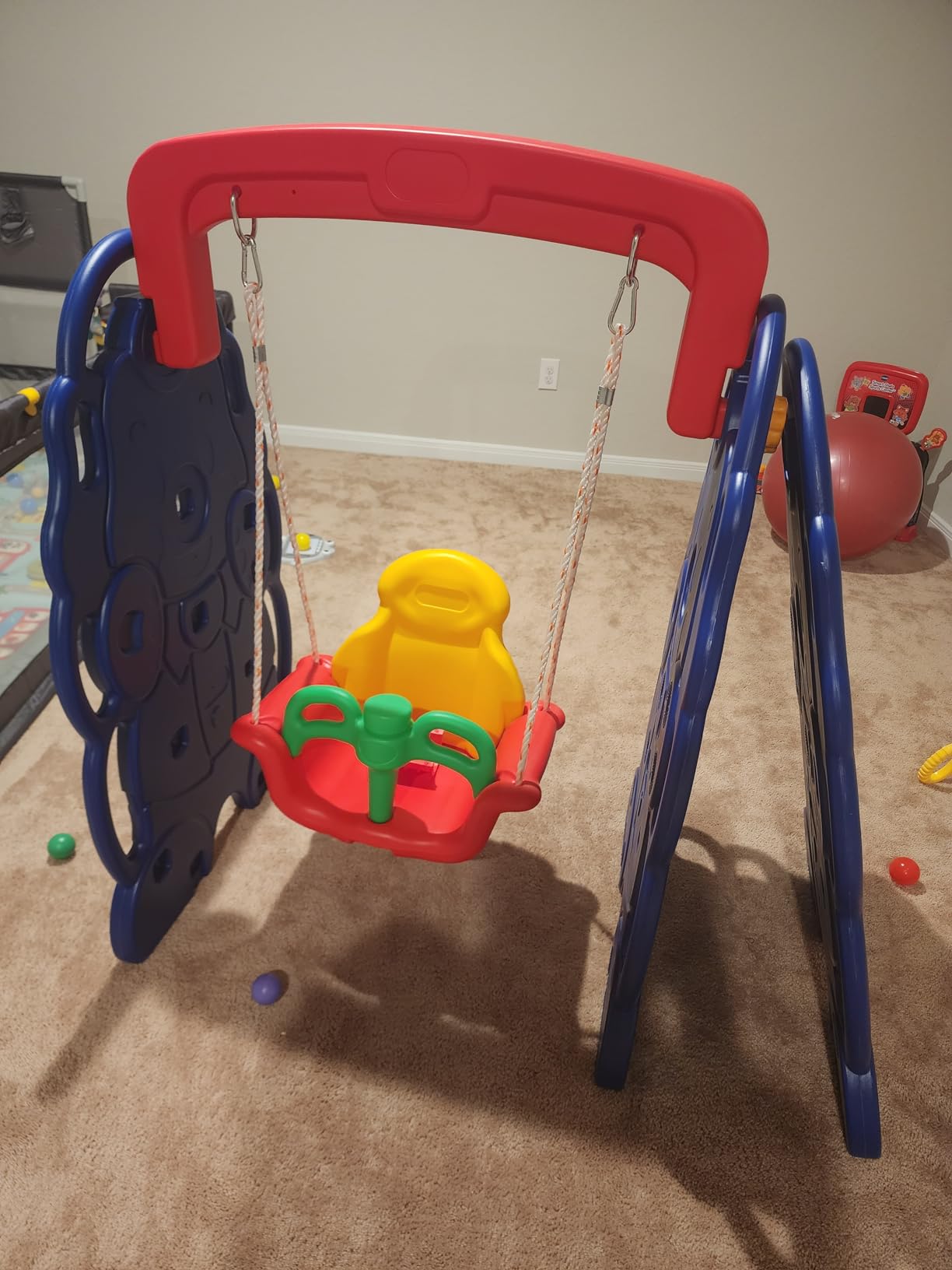 Costzon Toddler Long Slide Set, 4-in-1 Large Climber Playset w/Basketball Hoop, Toss, Thickened Panel, Playground Swing for Indoor Outdoor Backyard 3-10 Gifts Presents customer photo 2