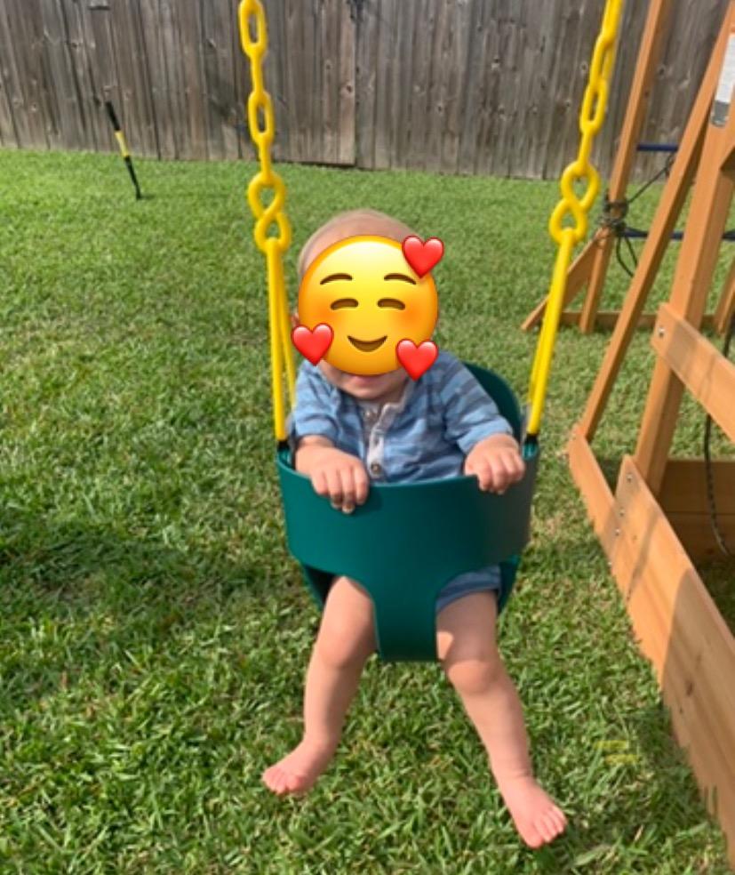 Deluxe High Back Full Bucket Toddler Swing with Pinch Protection, Green customer photo 2