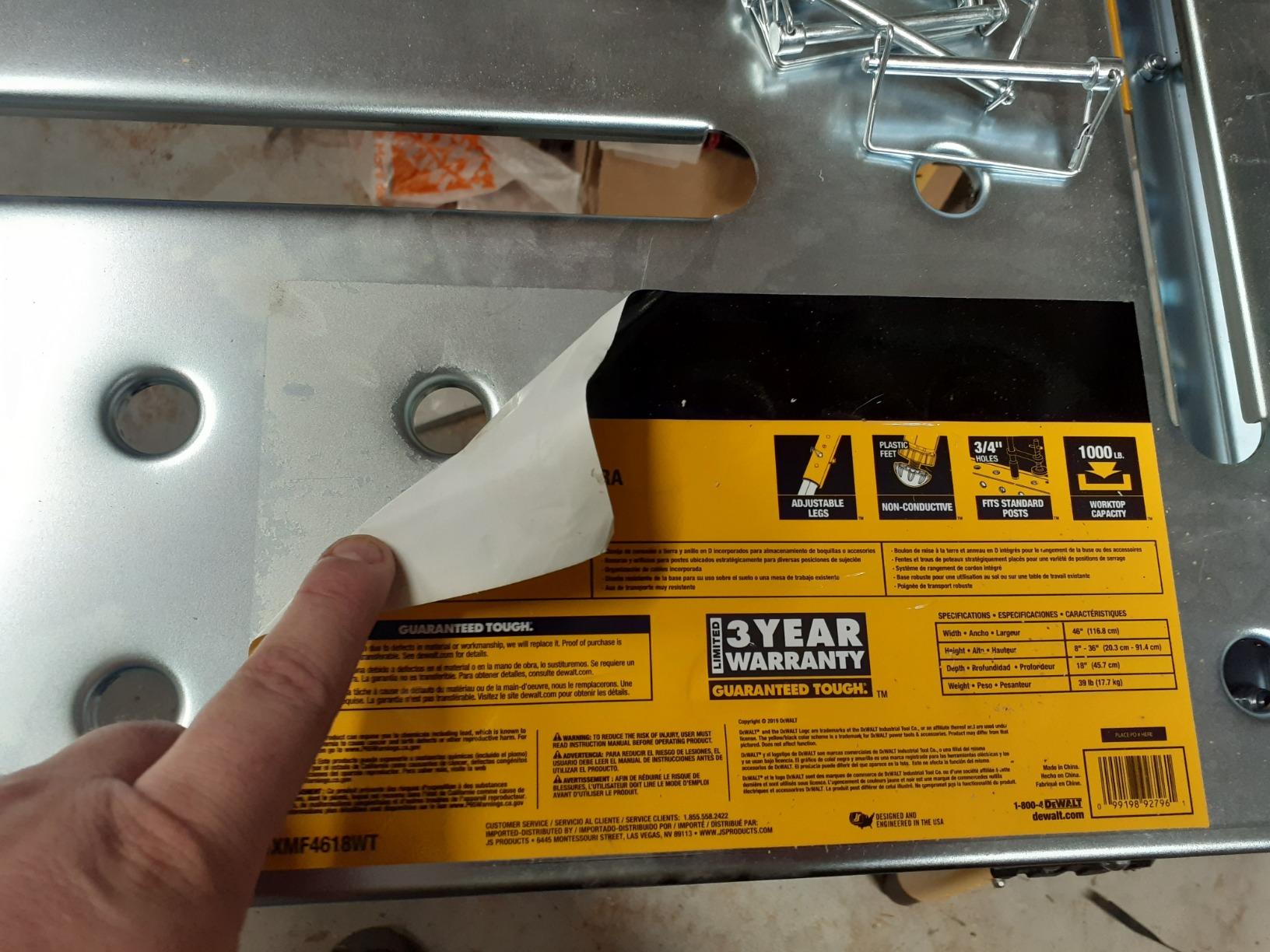 DEWALT 46 in. x 18 in. Adjustable Height Portable Folding Steel Welding Table and Workbench DXMF4618WT customer photo 2