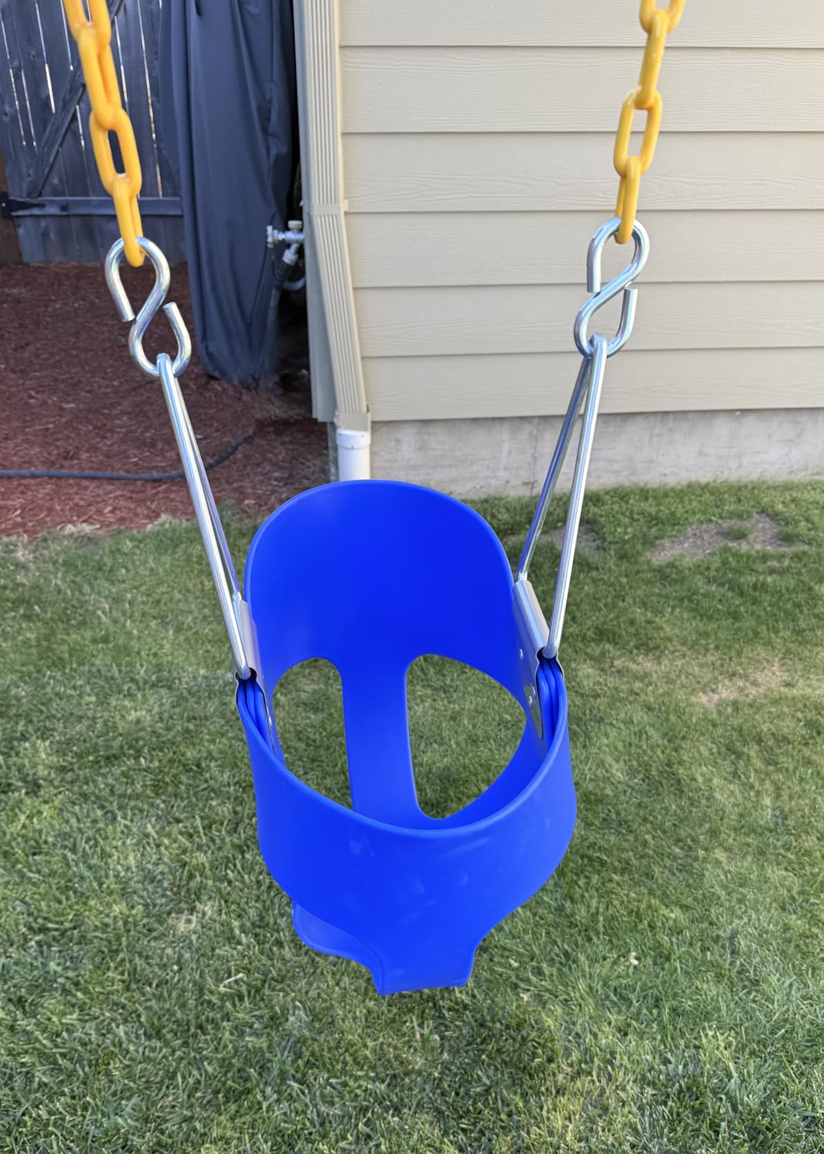 Jungle Gym Kingdom Baby Swing Outdoor - Heavy Duty Toddler Swing Set Accessories, High Back, Full Bucket Seat with Coated Chains for Outdoor Use - Fully Assembled - Green customer photo 2