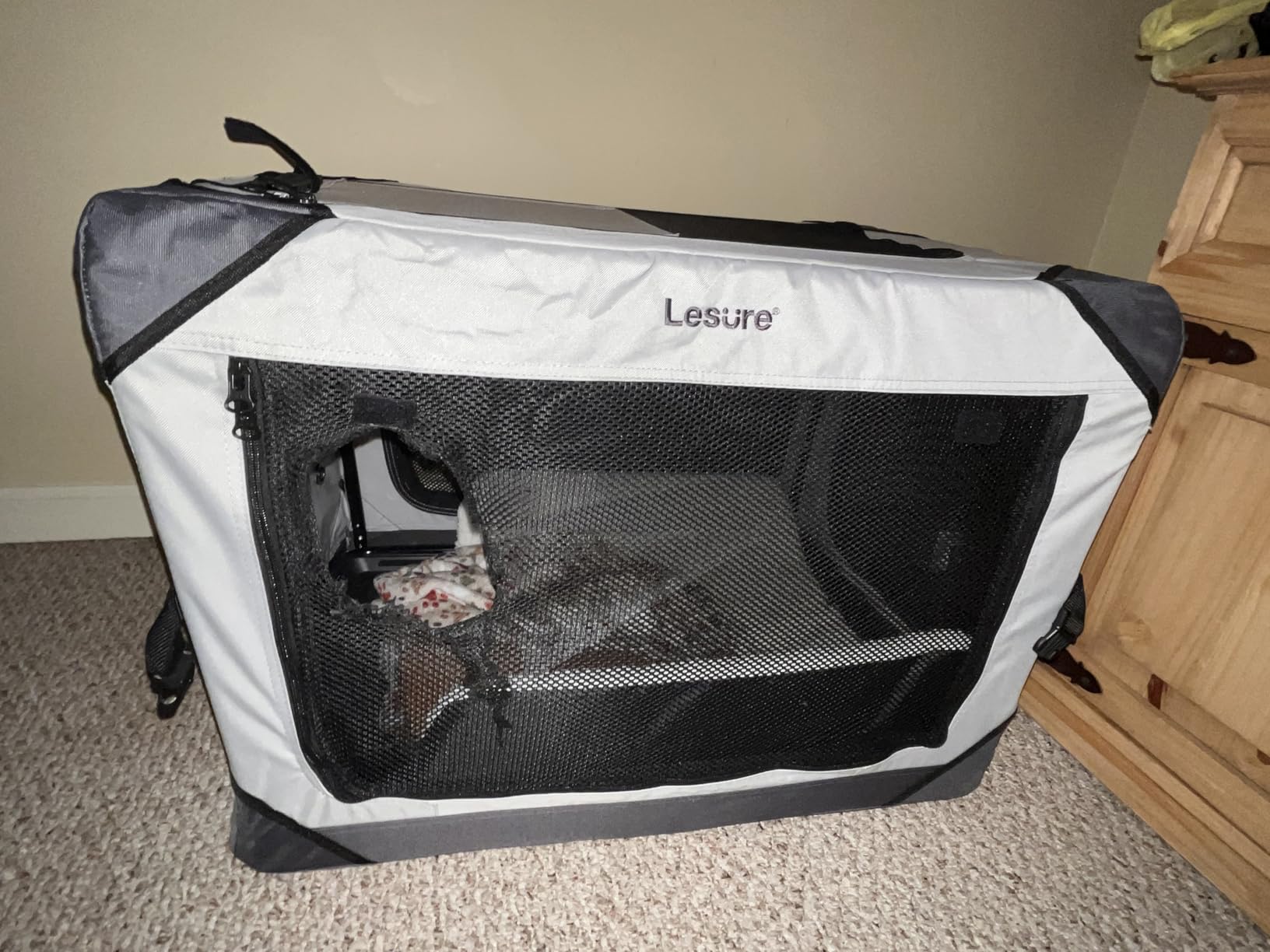 Lesure Portable Soft Collapsible Small Dog Crate, 26in Light Grey customer photo 1