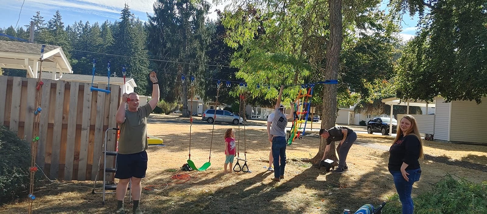 Ninja Warrior Obstacle Course for Kids,Fast-Setup Buckles—Up to 880 lbs,2x65ft Slack Lines for Backyard with with 14 Ninja Accessories-Swing Seat,Tree Swing,Rope Ladder,Ninja Ring,Arm Trainer customer photo 1