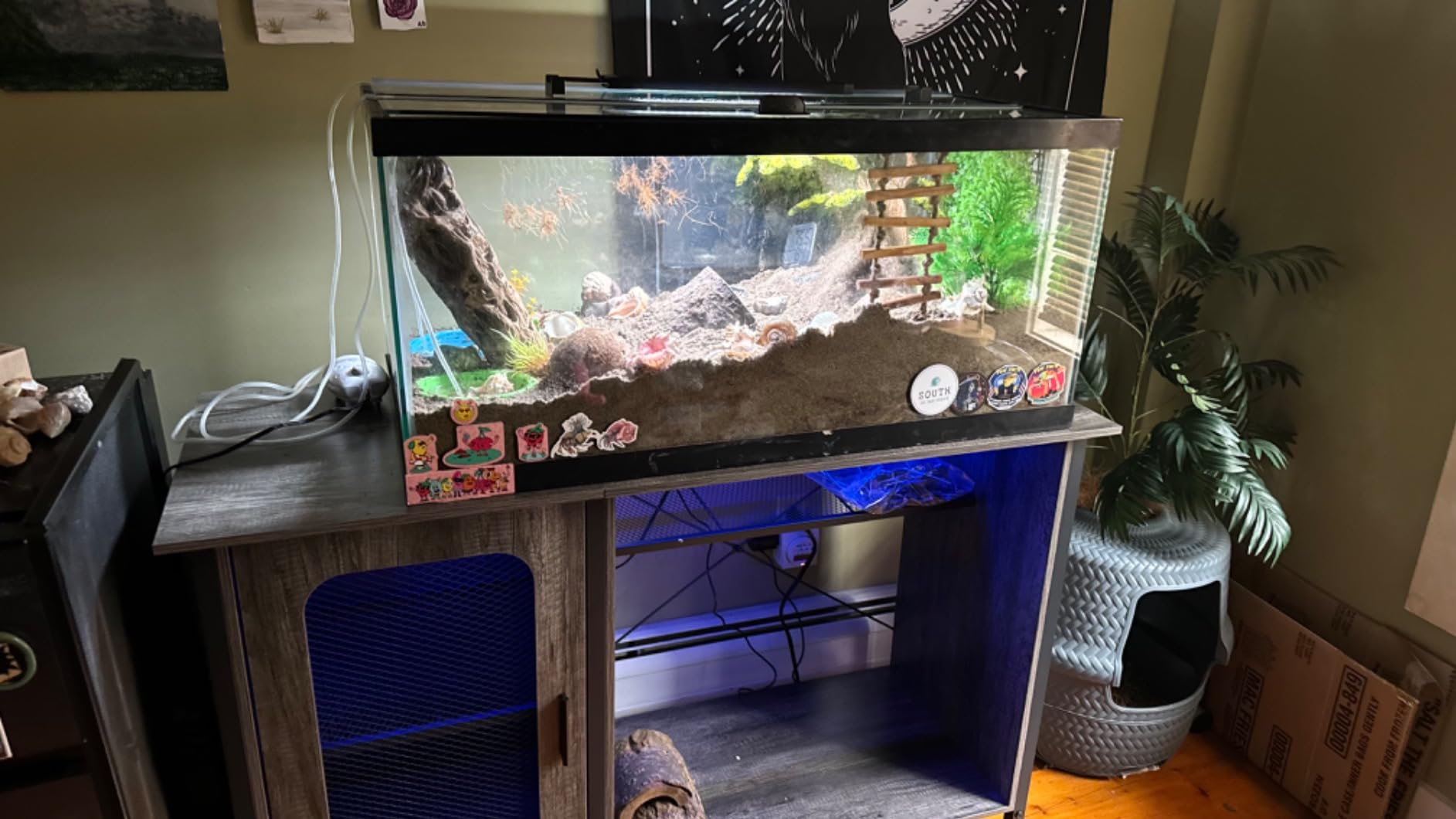 Unikito 55-75 Gallon Aquarium Stand with Power Outlets & LED Light, Black customer photo 1