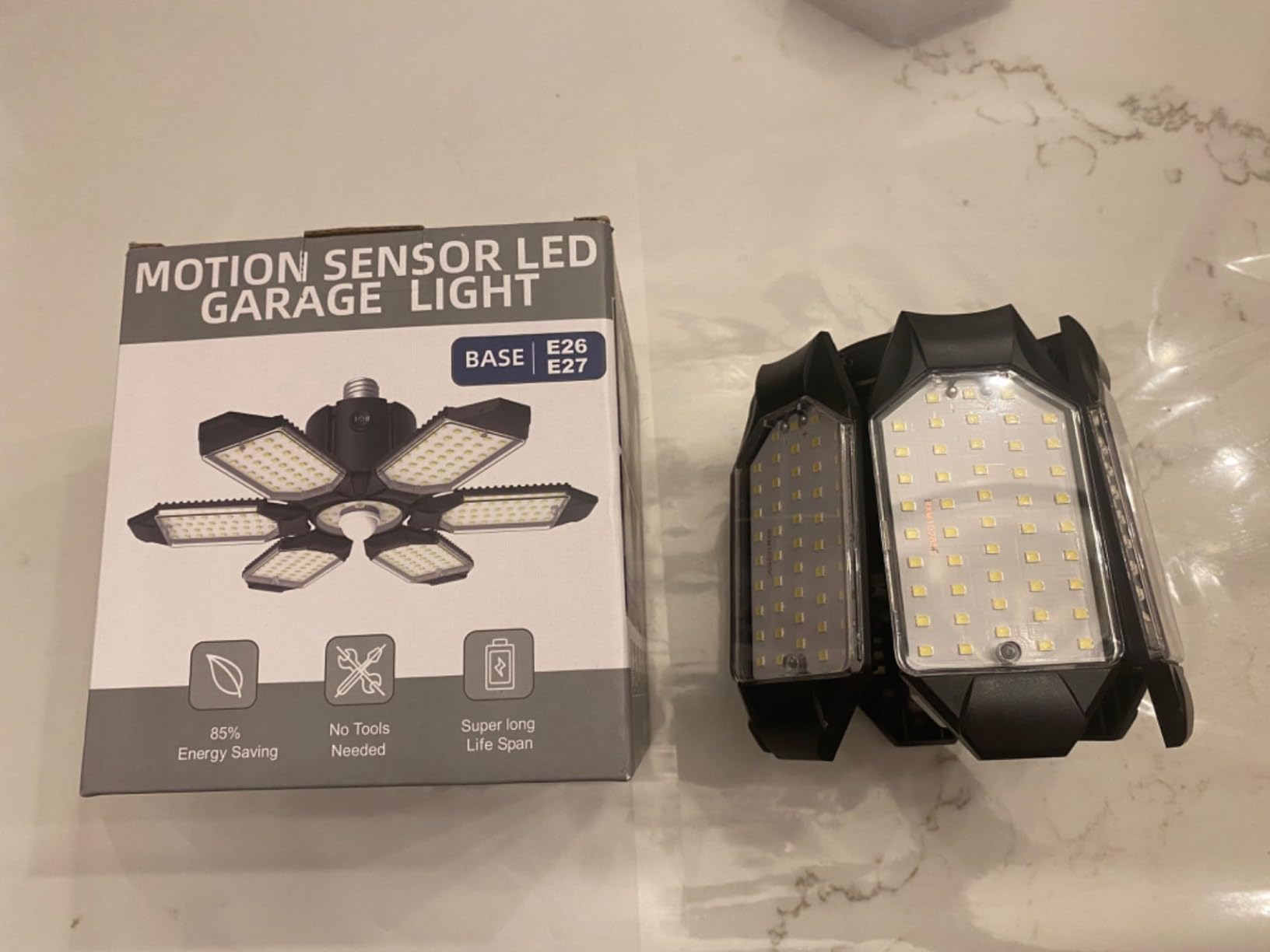 Motion Sensor Garage Light, 20000LM 200W Garage Lights Ceiling Led Motion Activated,Motion Light Indoor with Dusk to Dawn, E26/E27 Screw in Shop Light for Basement Barn Attic Warehouse customer photo 1