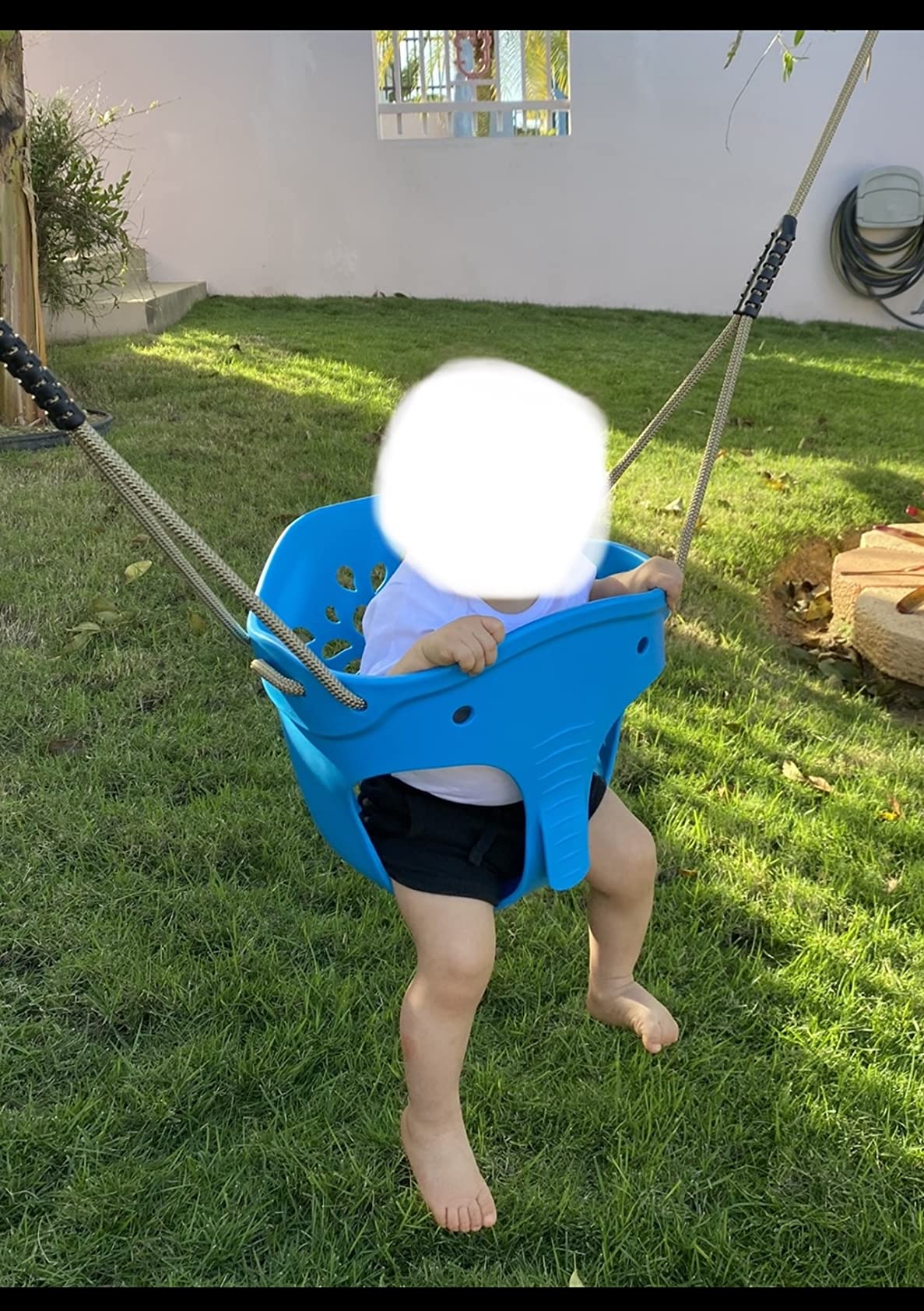 BeneLabel 600 LB Weight Capacity Full Bucket Toddler Swing Seat with Adjustable Height Rope from 4.2 to 6.7 FT High Back Bucket Seat Swing for Toddler - Cute Elephant Shape Design customer photo 2