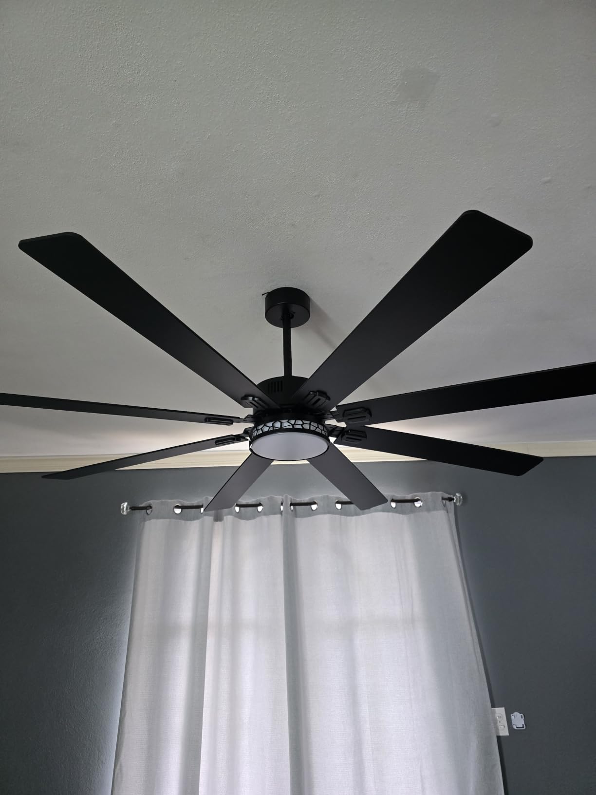 Large Ceiling Fans with Lights: Modern 72 Inch 8 Blade Outdoor Ceiling Fan with Remote Control - Dimmable Black Big Fan Light Indoor Reversible 6 Speed Quiet DC Motor customer photo 1