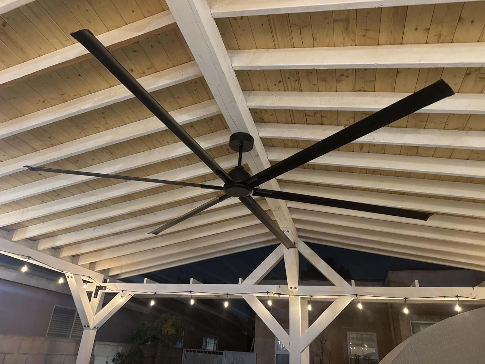 120 Inch Large Ceiling Fan, HVLS Commercial Fan with DC Reversible Motor, 6-Speed Industrial Fans Heavy Duty, Aluminum Blades, Timer, 10/20/40 Inch Downrods for Shop/Gym/Warehouse/Barn (120 inch) customer photo 2
