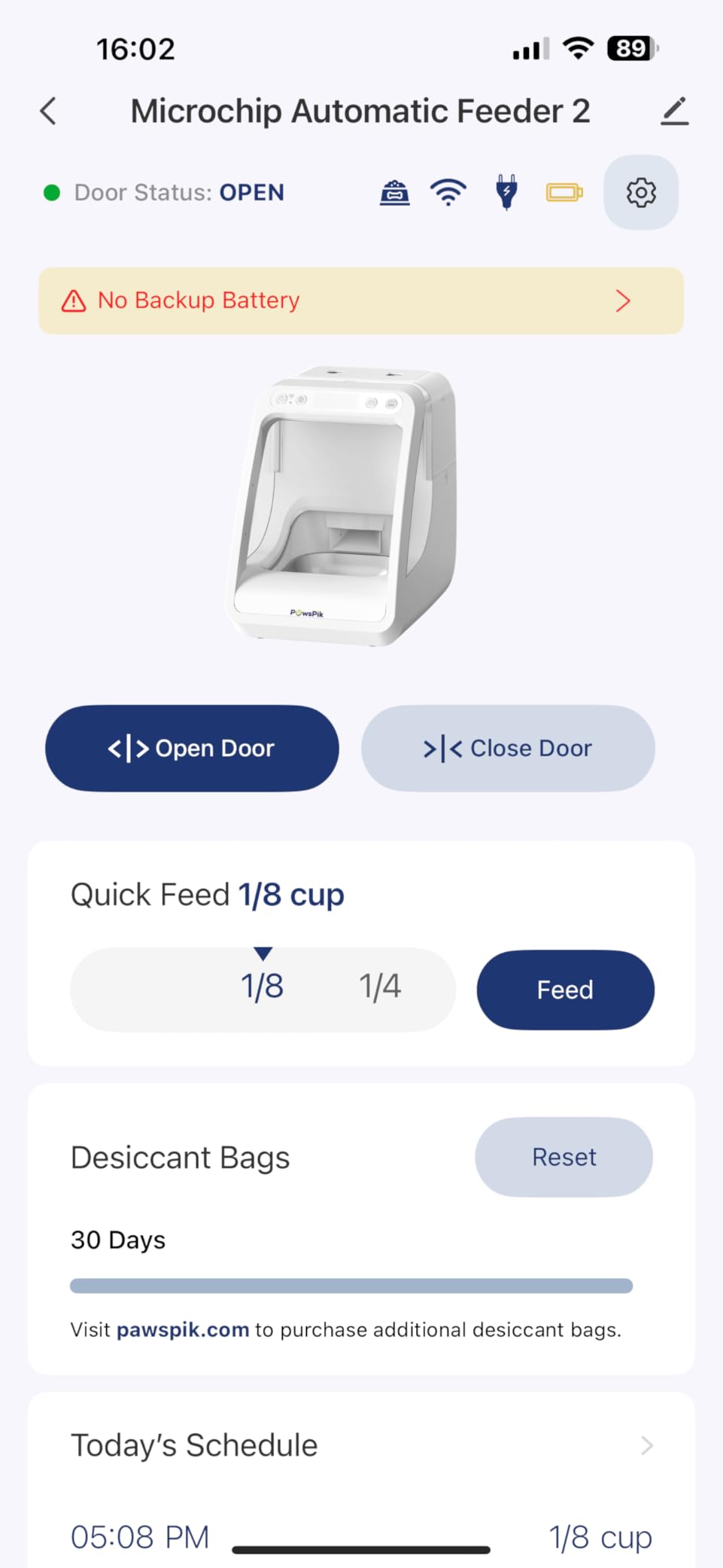 PawsPik Automatic Microchip RFID Cat Feeder, 16-Cup, White customer photo 2