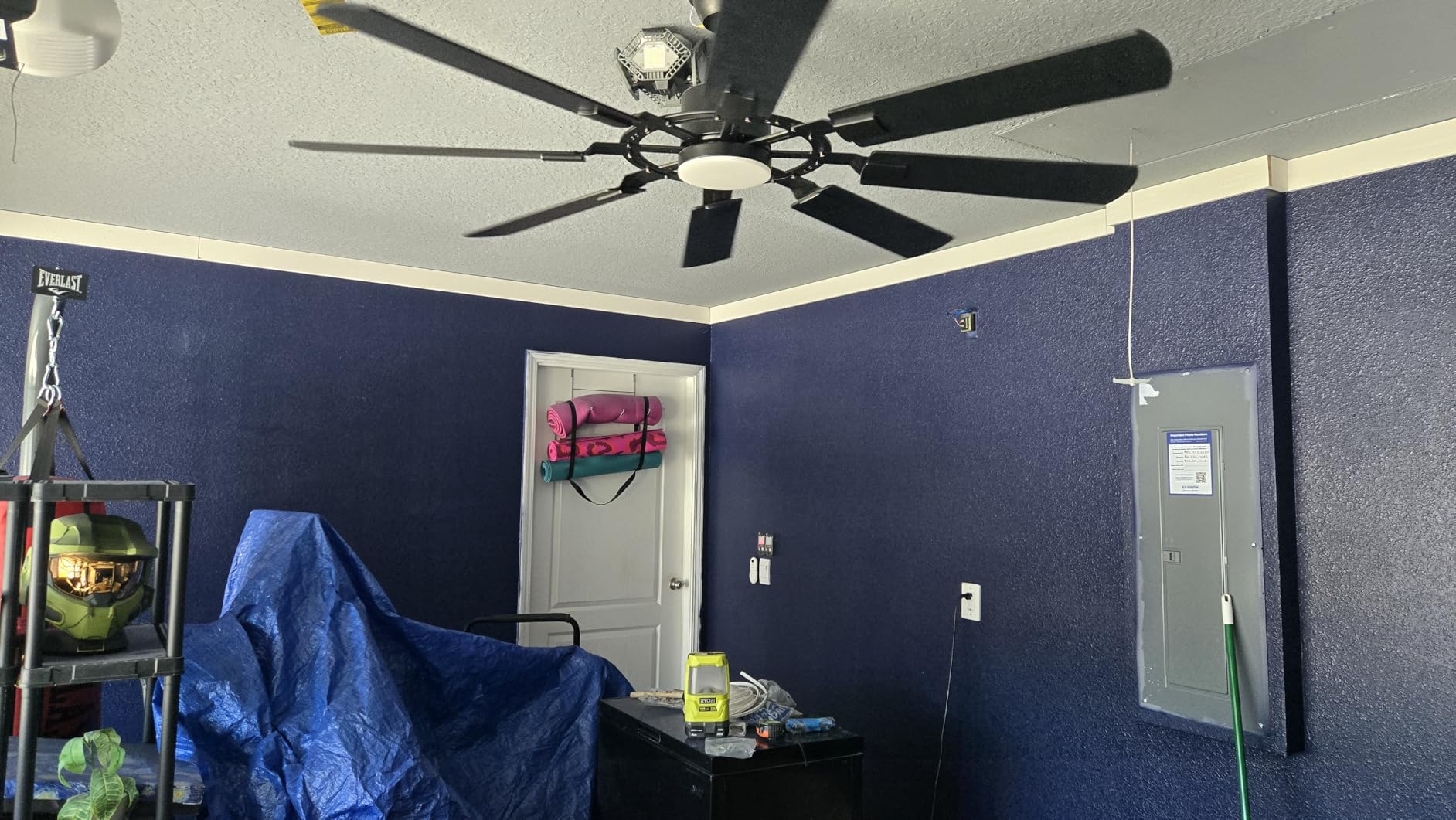 FUMLTP 120 inch Industrial Large Ceiling Fans No Lights with Remote Control,Black Modern Ceiling Fan for Garage Living Room Patio, 6 Speed Reversible Quiet DC Motor, Timer, 6 Blades. customer photo 2